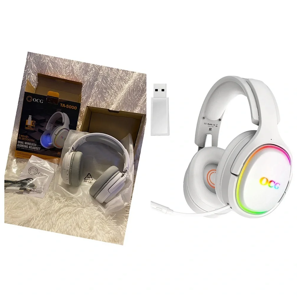 Gaming Headsets 2.4GHz Bluetooth Wireless Gaming Headphones for PS5 PS4 PC